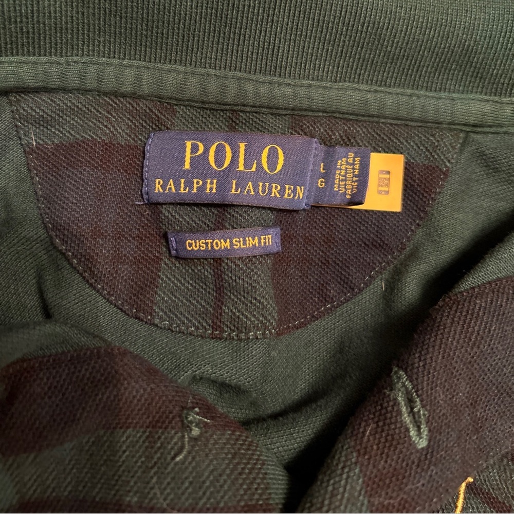 Polo Ralph Lauren Men’s Size L Green & Blue Plaid Long Sleeve Shirt - Picture 3 of 4